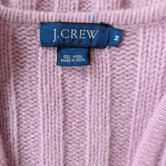 J. Crew Vintage Wool Pink Lavender Ribbed Zipper Cardigan sz M - Picture 7 of 8